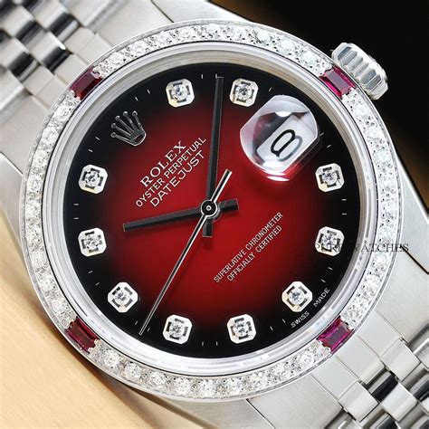 rolex day date white gold diamond ruby|rolex watch diamond bezel prices.